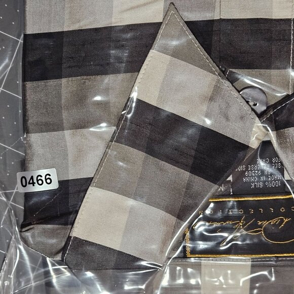 DIANE GILMAN  Collection Woman's  Black & Gray Plaid 100% Silk Long Sleeve Med - Picture 14 of 15